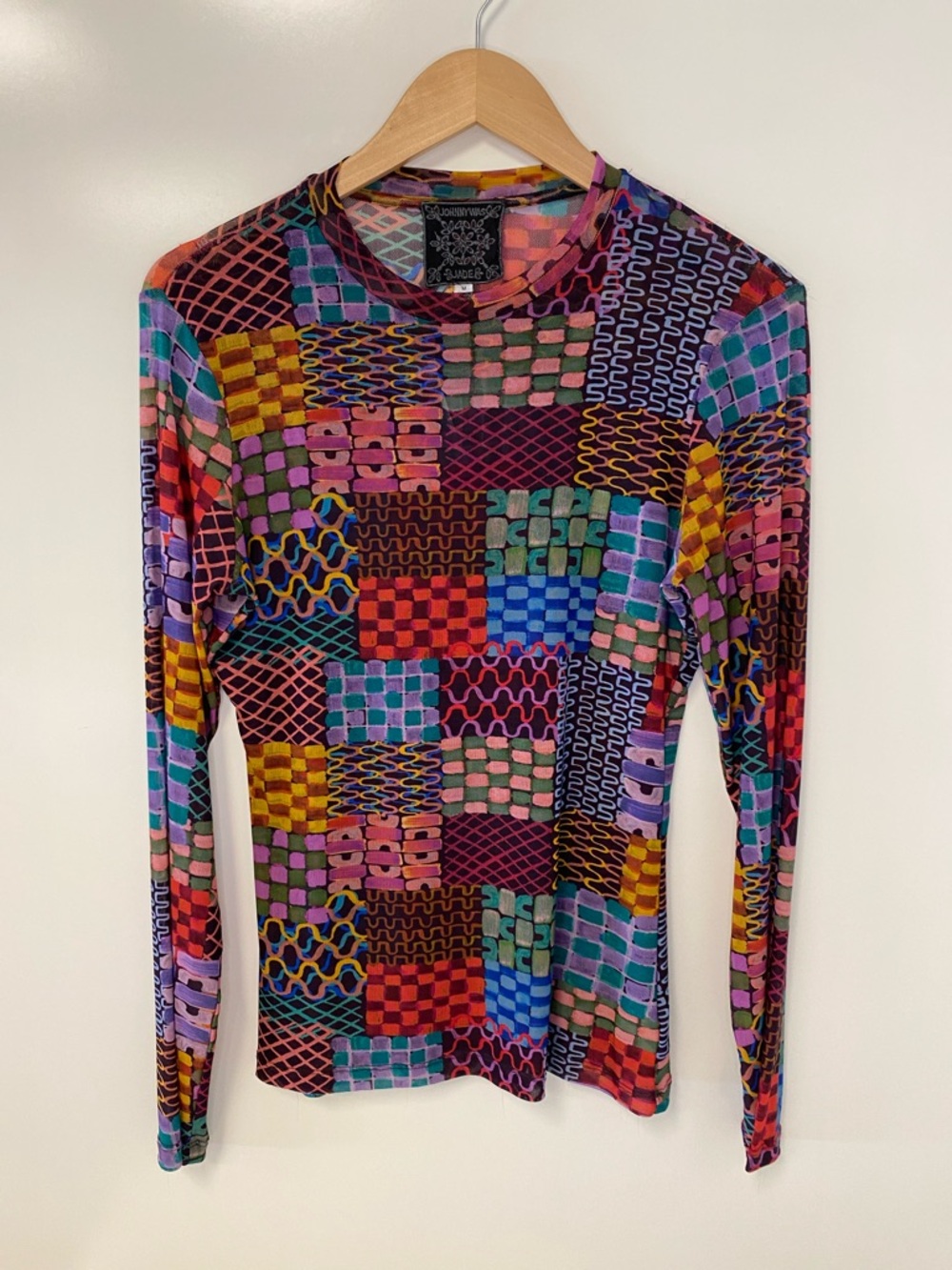 Johnny Was Multicolor Patchwork-Print Long Sleeve Tee